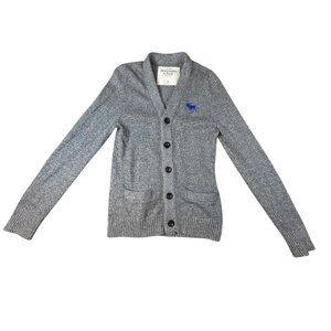 Abercrombie Fitch Cardigan Sweater Mens S Gray Button Chunky Knit